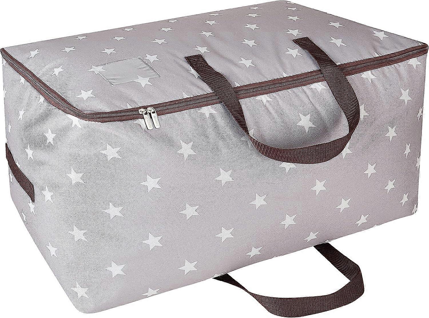 100L Large Underbed Clothes Storage Bag with Zip, Moisture proof (Grey)