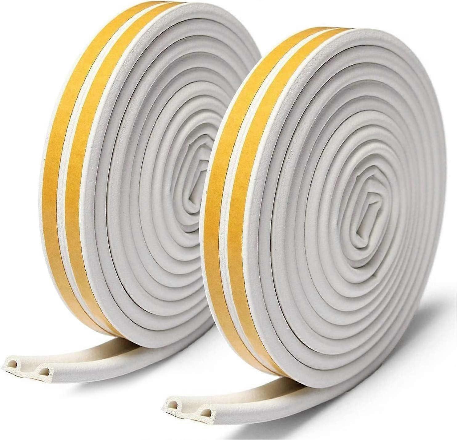 2X Window Windproof Tape, D-type Self-adhesive Strip, Window Sealing Strip, Window Insulation, Weather Stripping, 9mm X 6mm, Total 10M