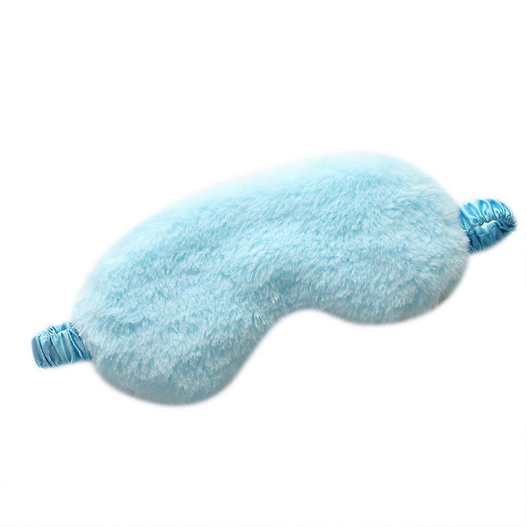 Fluffy Plush Nap Eye Mask Solid Color Eyeshade Cover Satin Back Travel Blindfold