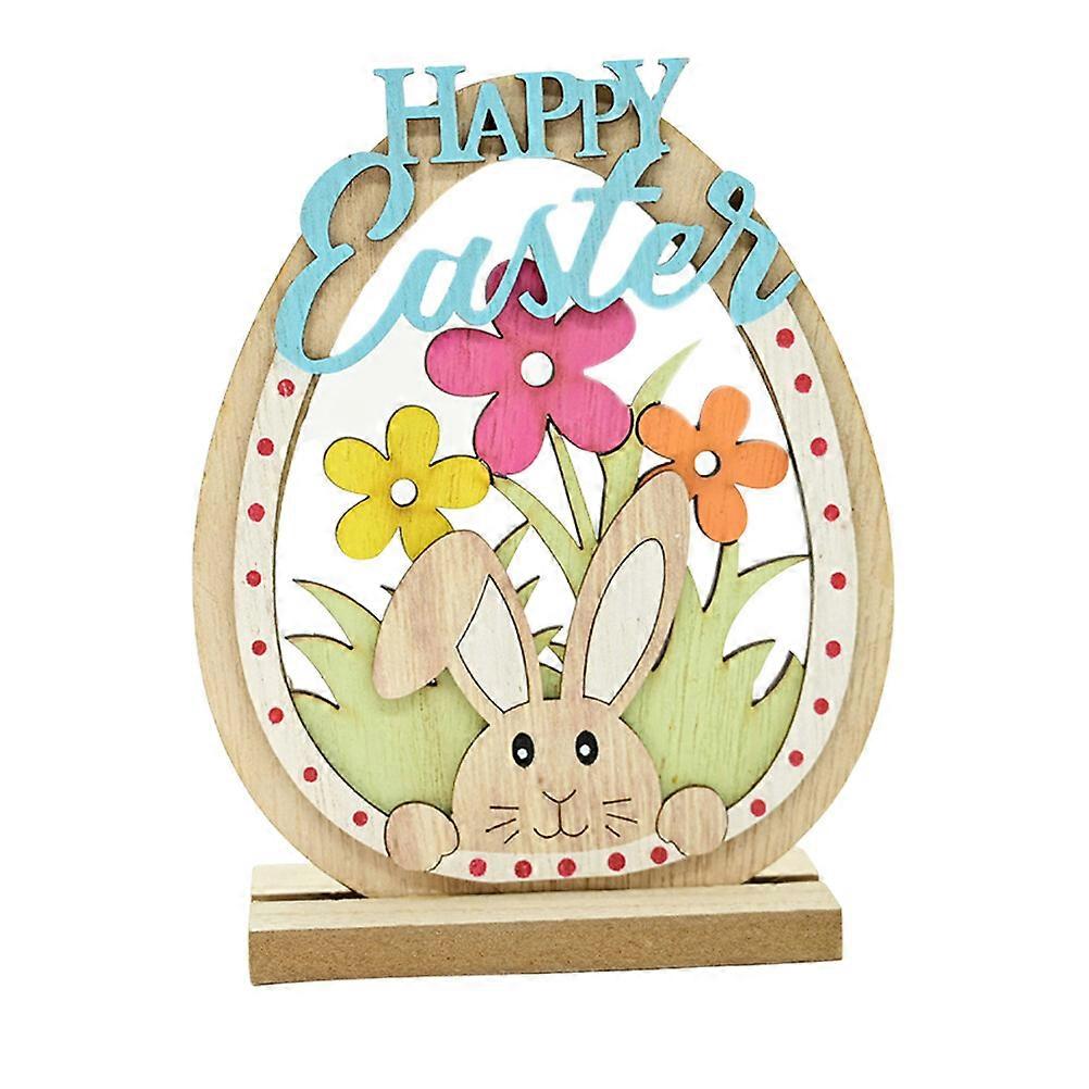 デスクトップバニーエッグサインデコレーションウッドイースターラビットサインデスクトップセンターピースサイン