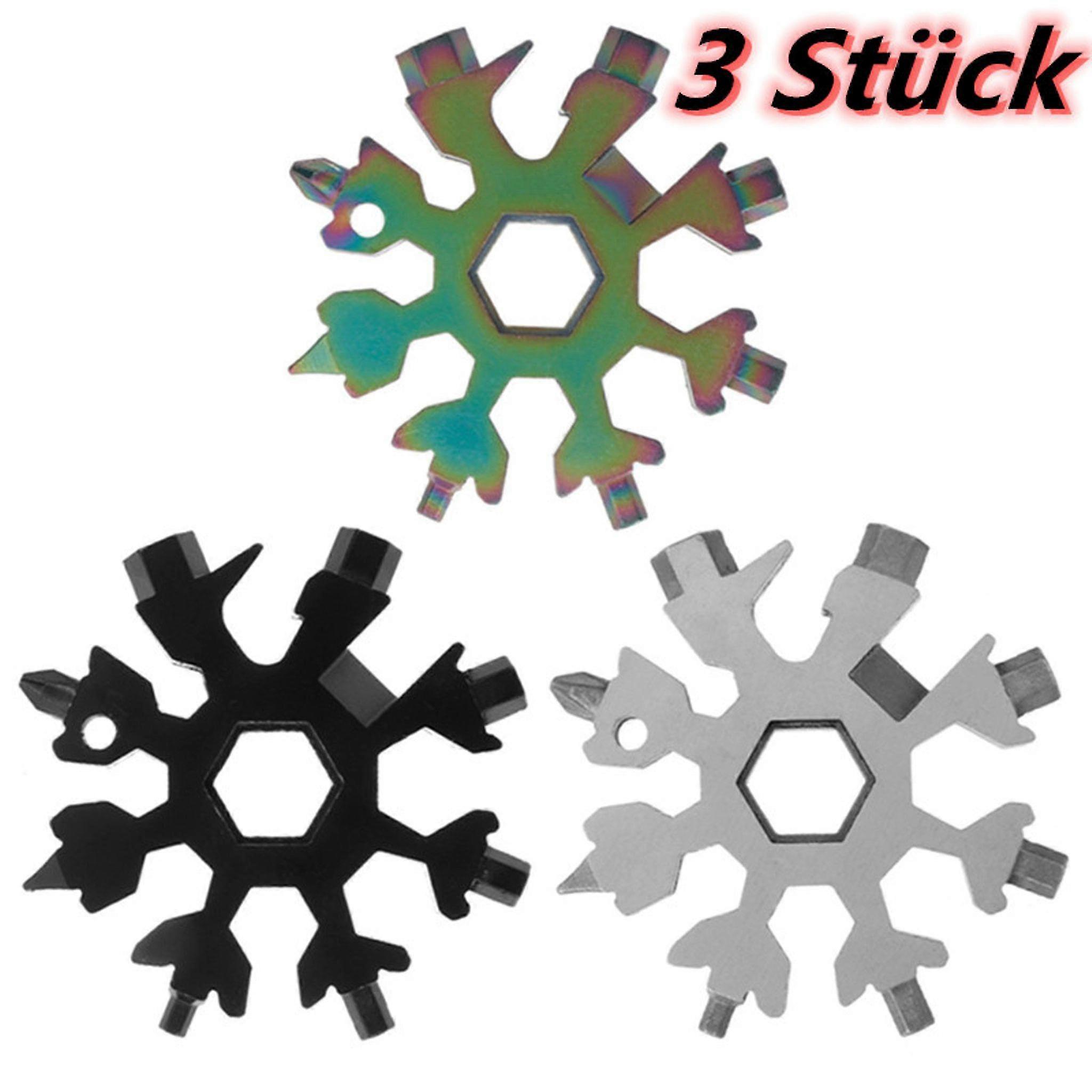 3pcs 18 In 1 Edc Snowflake Multi-tool Stainless Steel Keychain Multi-tool Bottle