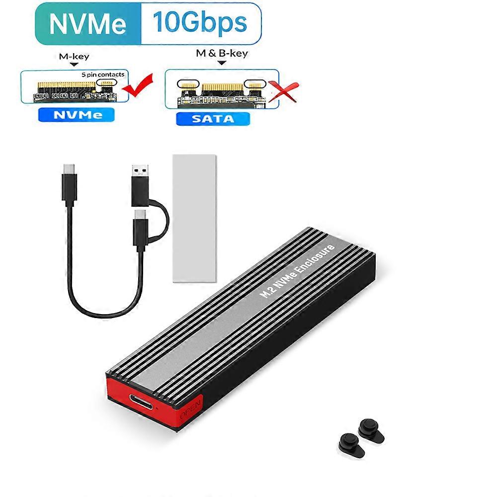 M.2 NVMe SSD Enclosure USB3.1 Gen 2 10Gbps PCIe Type C M2 NMVe SSD Case NVMe M Key Tool Free Aluminum SSD Case Support UASP