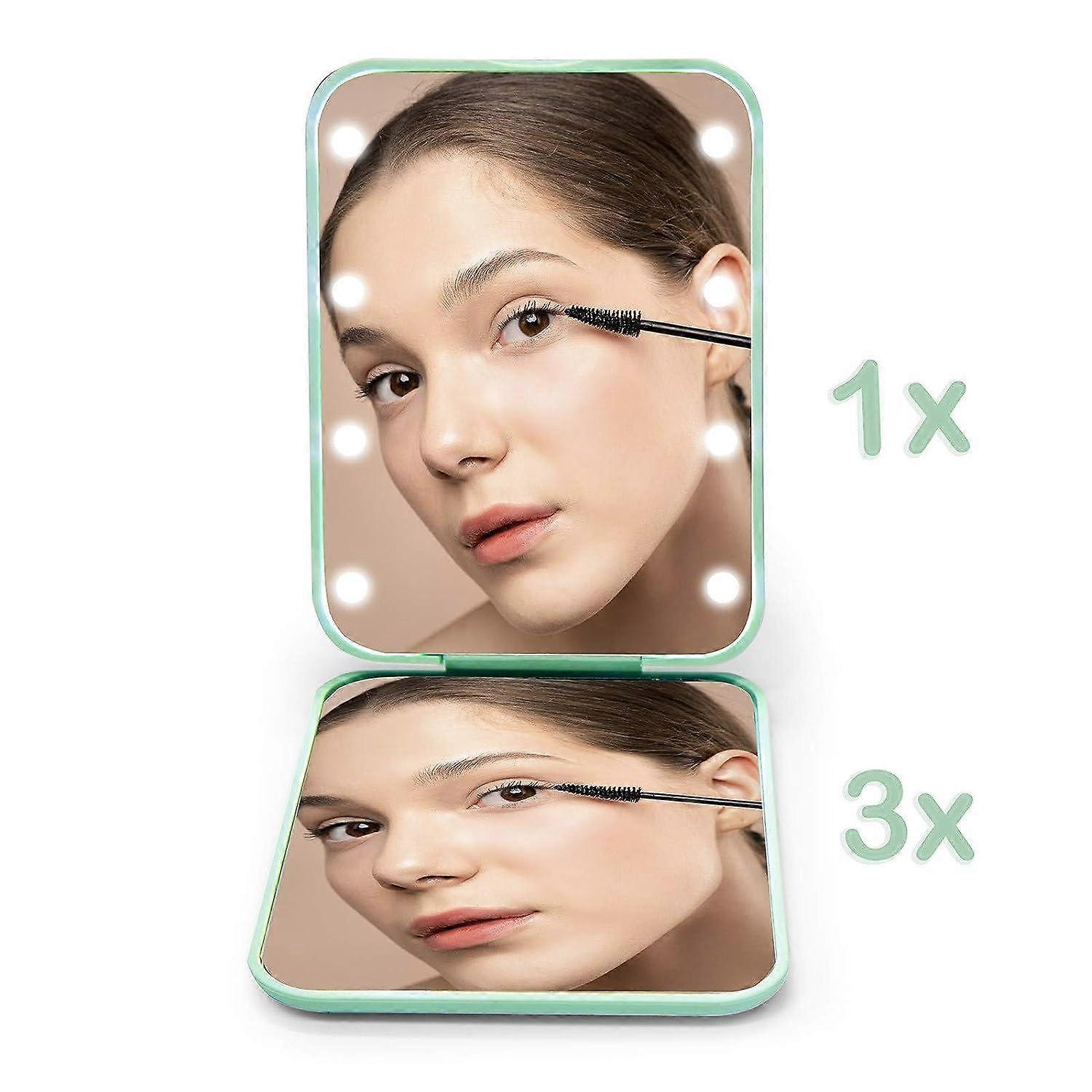 Pocket Mirror, 1X/3X Magnification LED Compact Travel Makeup Mirror with Light