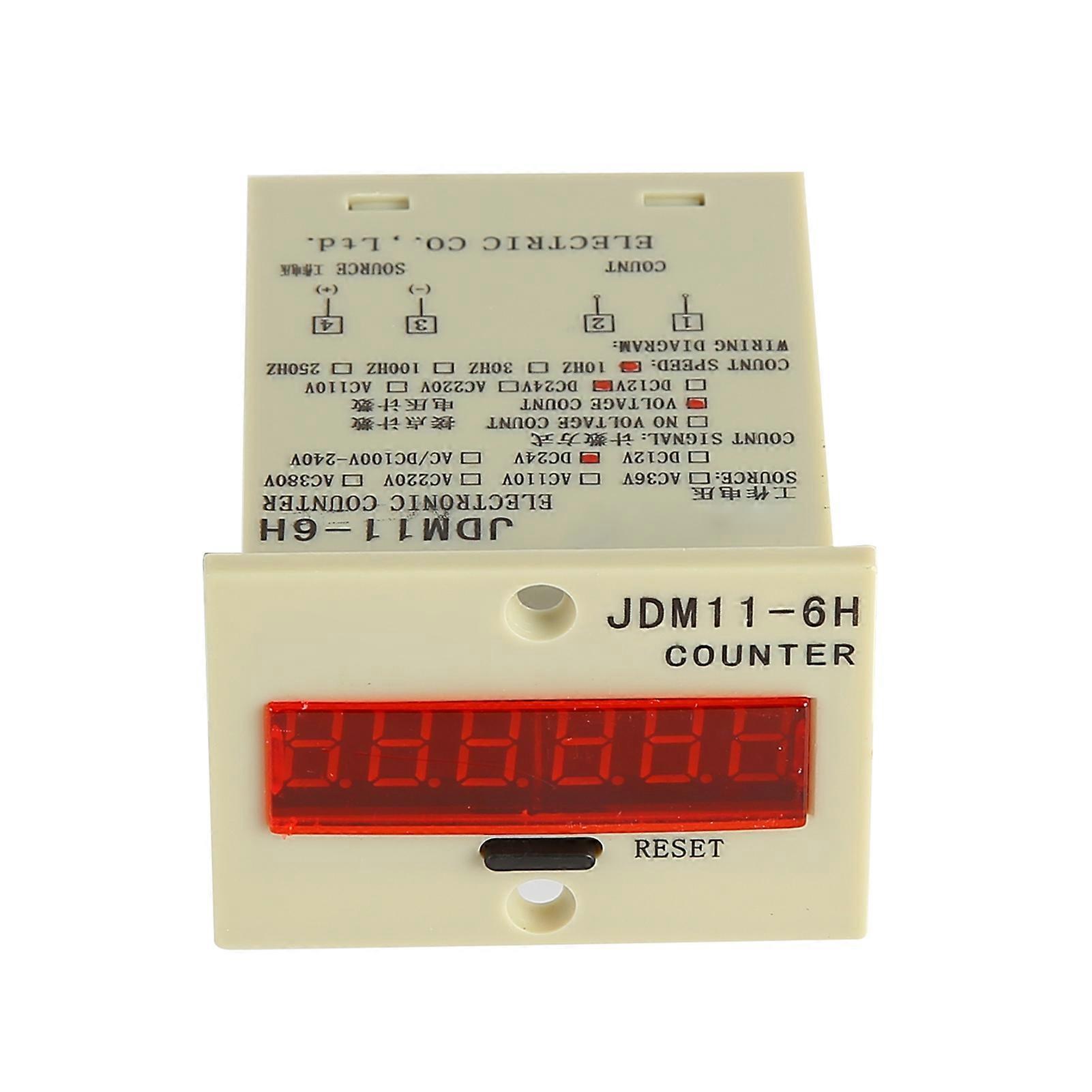 JDM11-6H DC 24V 6 Digits Electric Digital Display Counter Resettable Accumulator QinHai