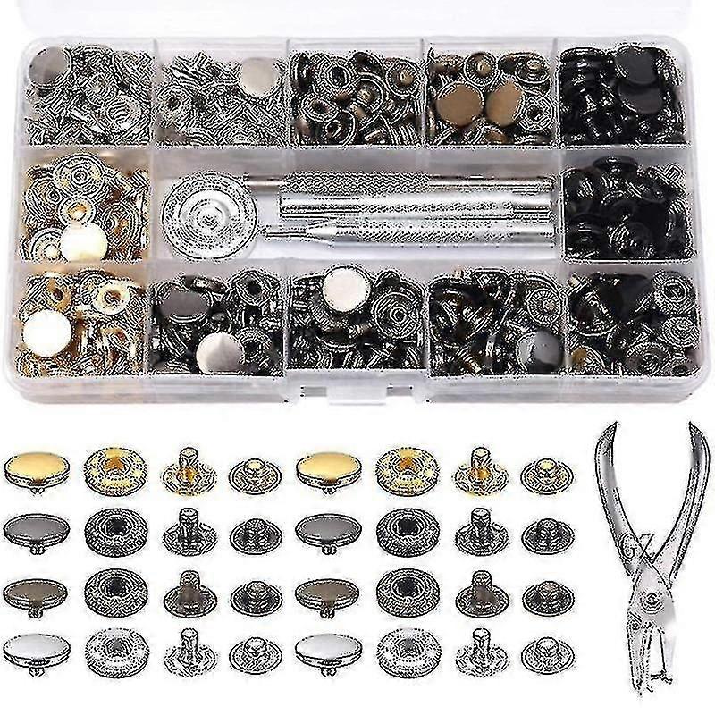 Snap Fastener Kit 120 Sets 6 Color Metal Button Press Studs With Fixing Tools For Clothing Leather Bracelet Jeans High Quality