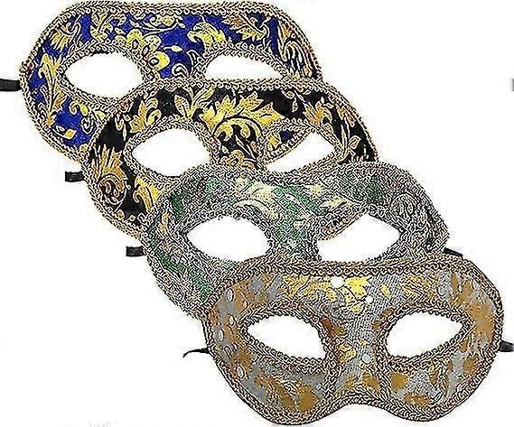 Venetian Mask, 4 Piece Masquerade Mask Set For Parties, Ballroom Dances, Carnivals