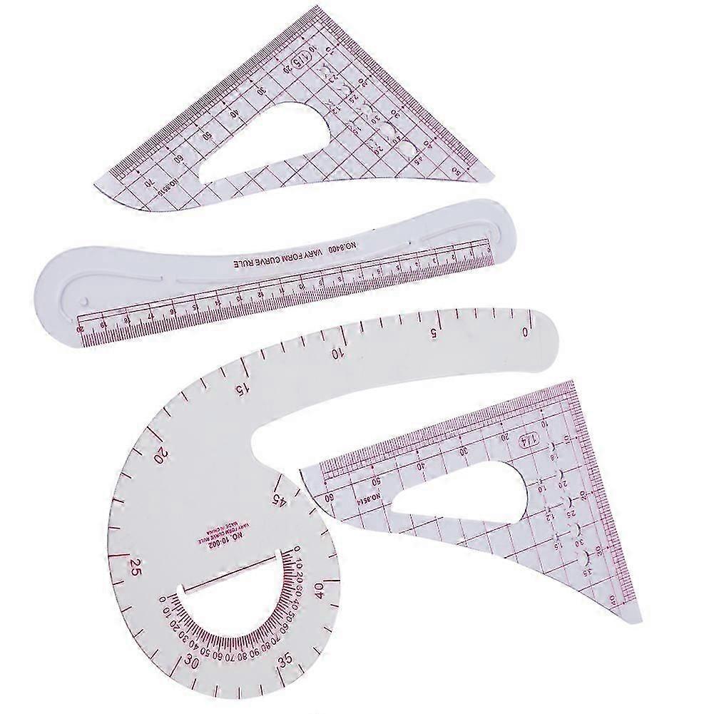 4Pcs Curve Ruler Plastic Sewing Grading Proofing MultiFunction Clothing Designs Tool