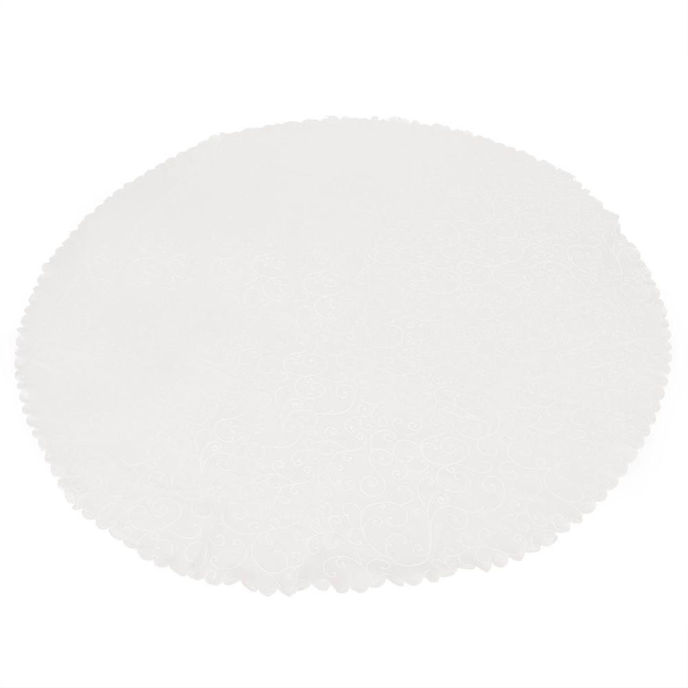 Thicken Round Polyester Flower Pattern Tablecloth Table Cover Wedding Parties Decor (Beige)