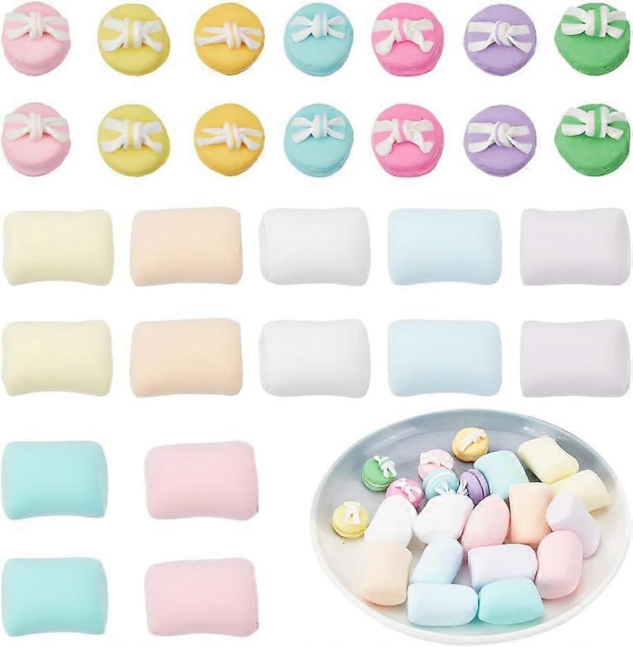 21 Pcs 2 Styles Fake Dessert, Mixed Color Polymer Clay Fake Marshmallow Artificial Simulation Macaron Artificial Food for DIY Craft Dessert Home Kitch
