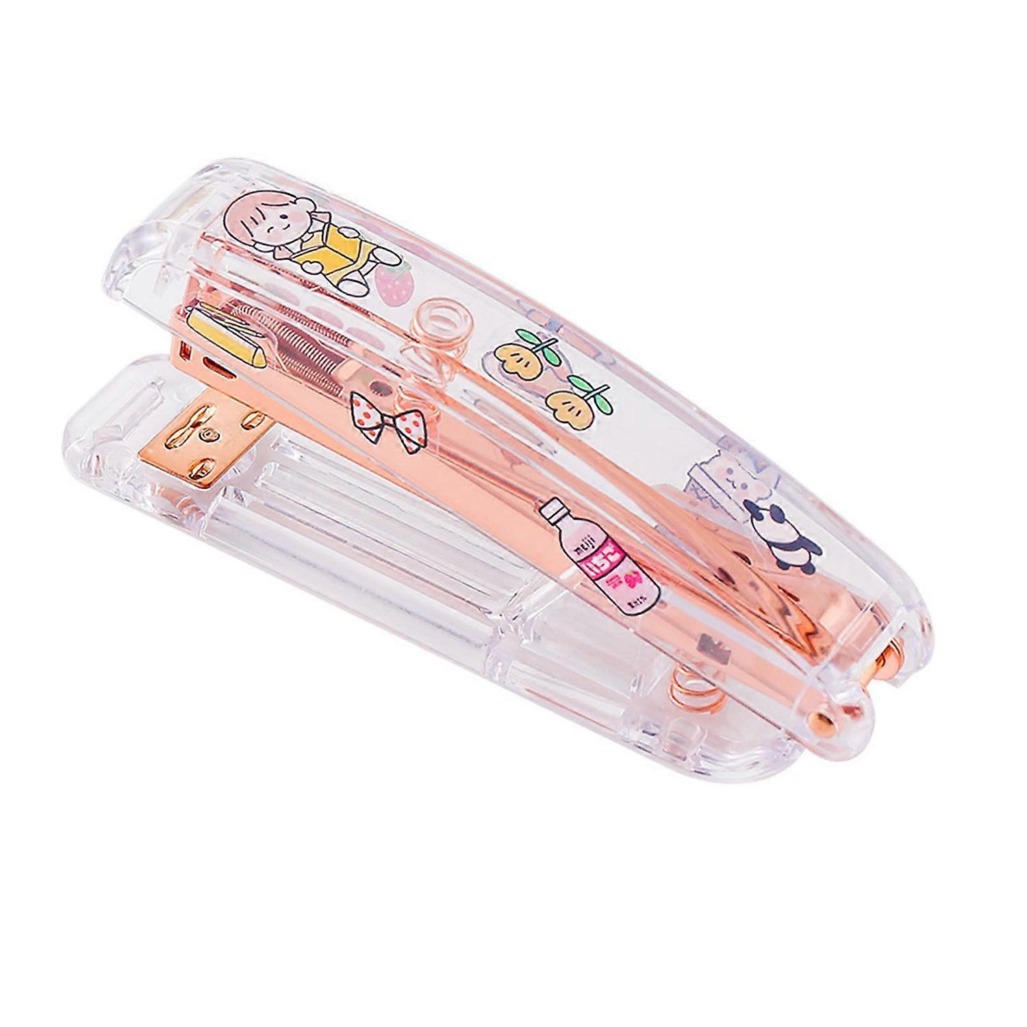 Desktop Stapler Multipurpose Portable Efficient Stylish Minimalist Rose Gold Transparent Stapler for