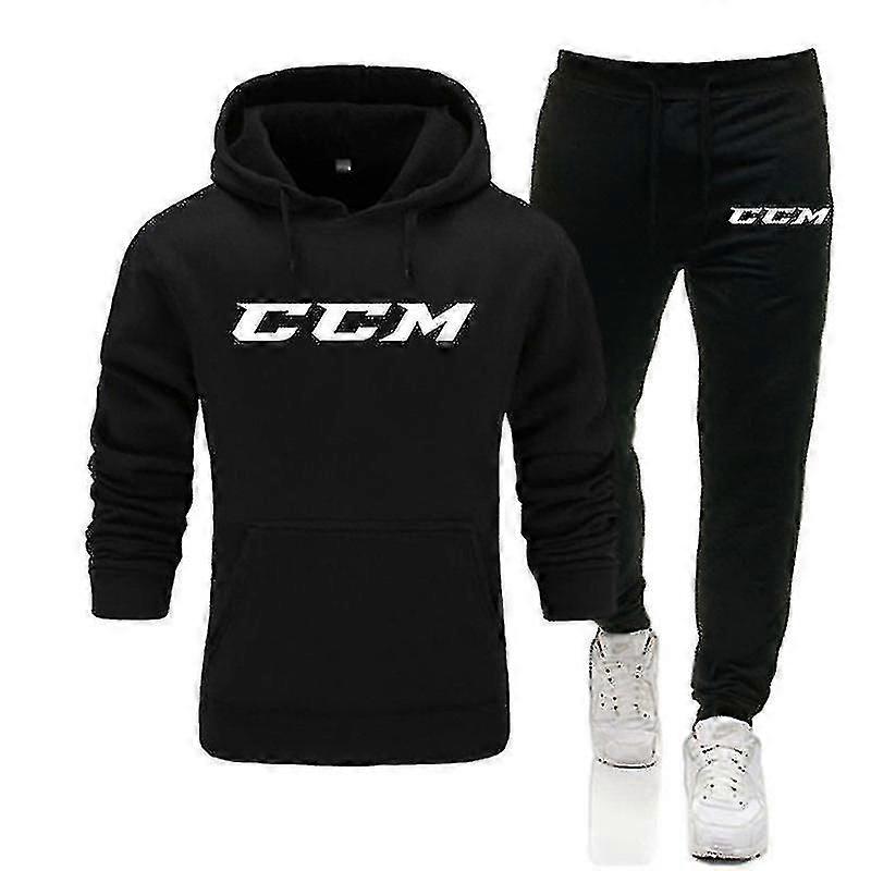 CCM Erkek ve Kadın Baskılı Sıcak İki Parçalı Gevşek Hoodie + Pantolon Koşu Seti