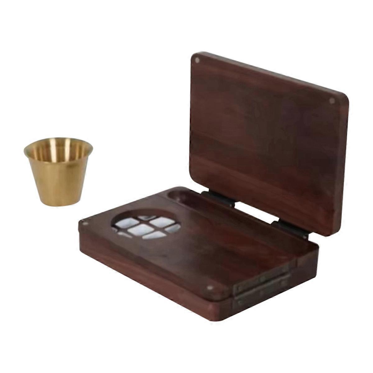 24 Grid Wooden Watercolor Palette Walnut Wood Travel Watercolor Palette Foldable Empty Palette Box