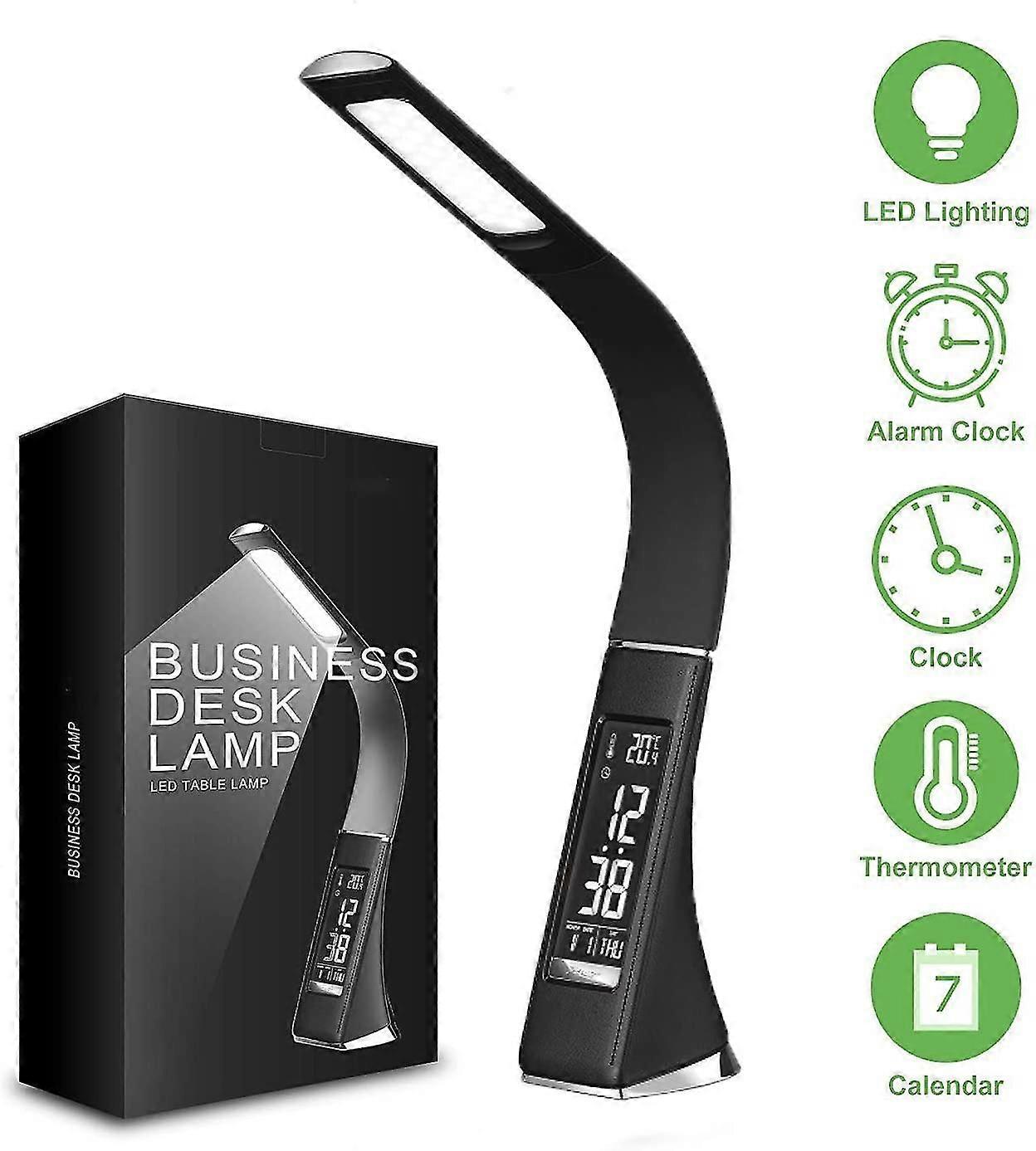 Lampe De Bureau Led Dimmable, Lampe De Chevet Tactile Protection Des Yeux Pour Lecture, 3 Modes/ 5 ux De Luminosit/affichage Lcd/rveil/temprature,3371