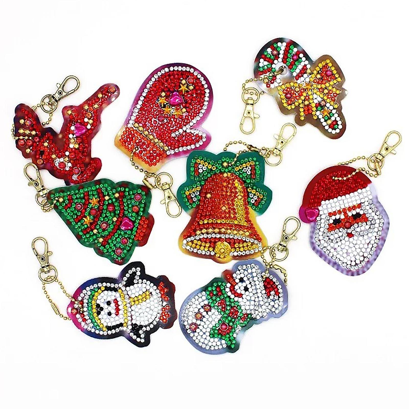 Diy Key Chains Special-shaped Diamond Painting Key Ring Santa Claus Reindee