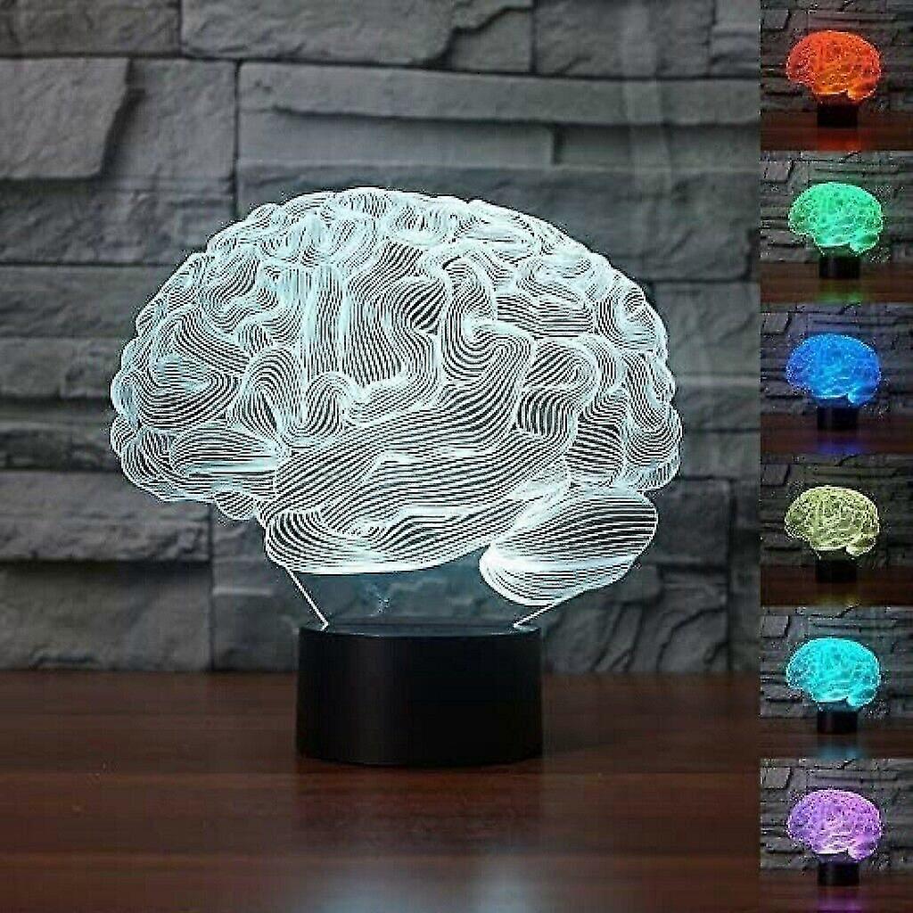 Cadılar Bayramı Dekor 3D İnsan Beyni -Beyincik Model Masa Lambası 7 Renk Değiştiren Led Gece Lambası Hediye