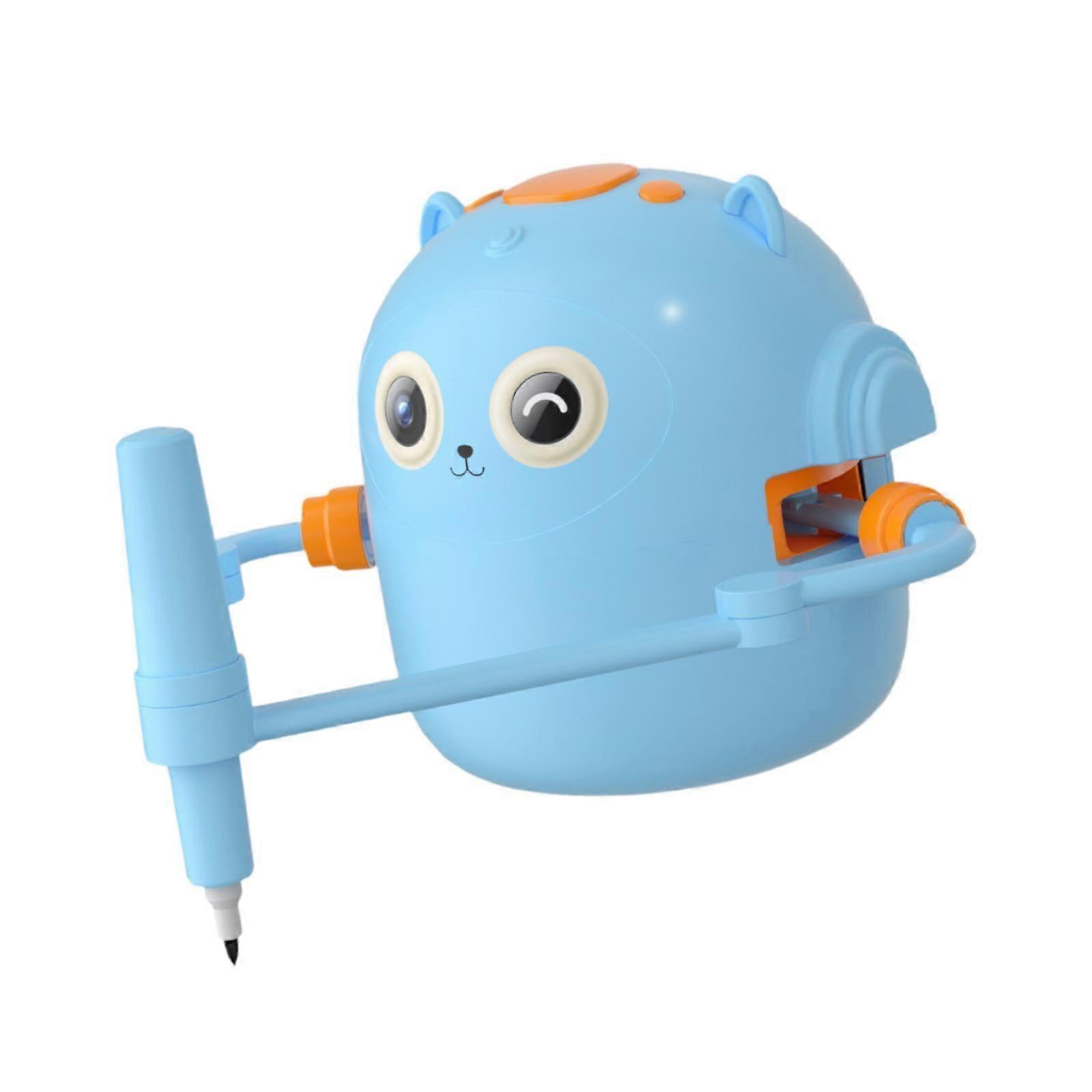 Robot de dessin éducatif pour garçons et filles, avec 100 cartes et 2 stylos, bleu