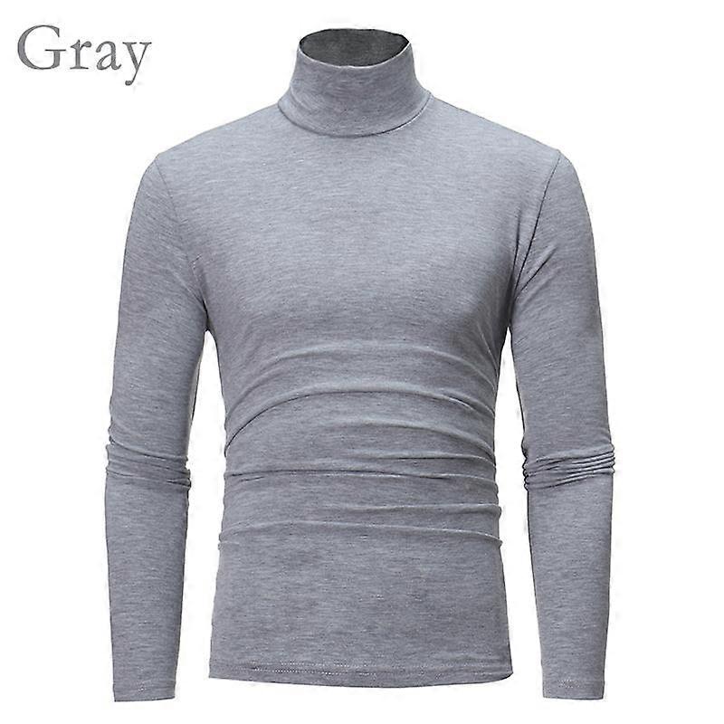 Men Autumn Long Sleeve Turtleneck T-Shirts Solid Pullovers Winter Fashion Basic