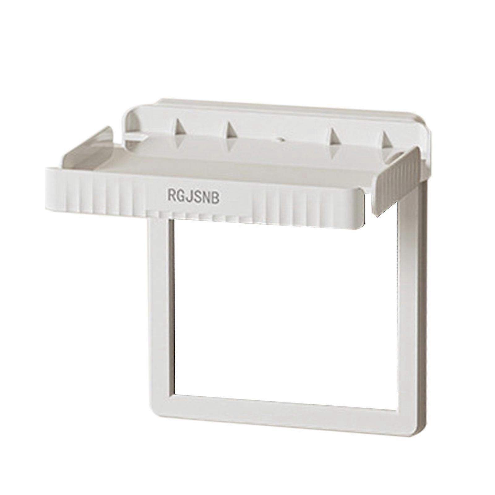 Unique Wall Mount Storage Stand Delicate Charger Adapter Shelf Brackets Mounted Storage Tray for Phones and Remotes  White