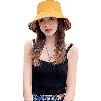 Stylish Bucket Hats for Women Summer Sun Caps Beach hat Reversible Foldable Plaid Hat