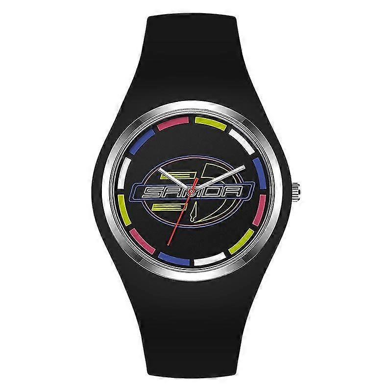 Sanda 6077 Ladies Silicone Strap Quartz Watch Black