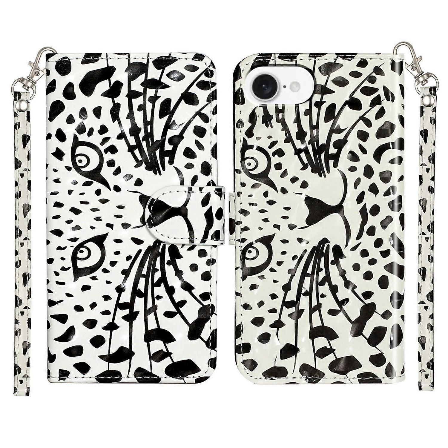 For iPhone 16e Case 3D Pattern Printed Phone Leather Phone Cover - Leopard Head