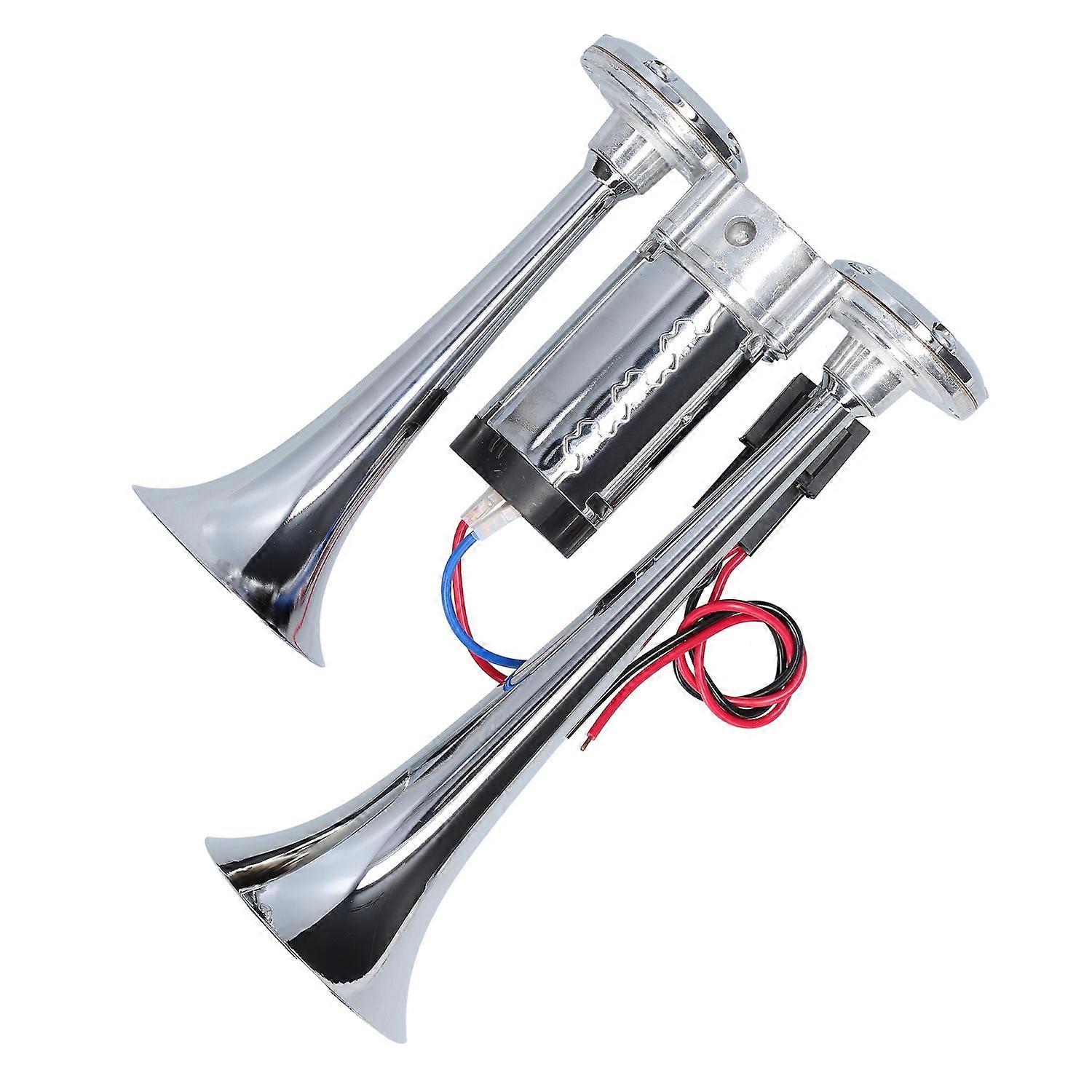 12V 110dB Car Horn Dual Trumpet Loud Electric Air Horn with Air Compressor and Relay for Car Truck S