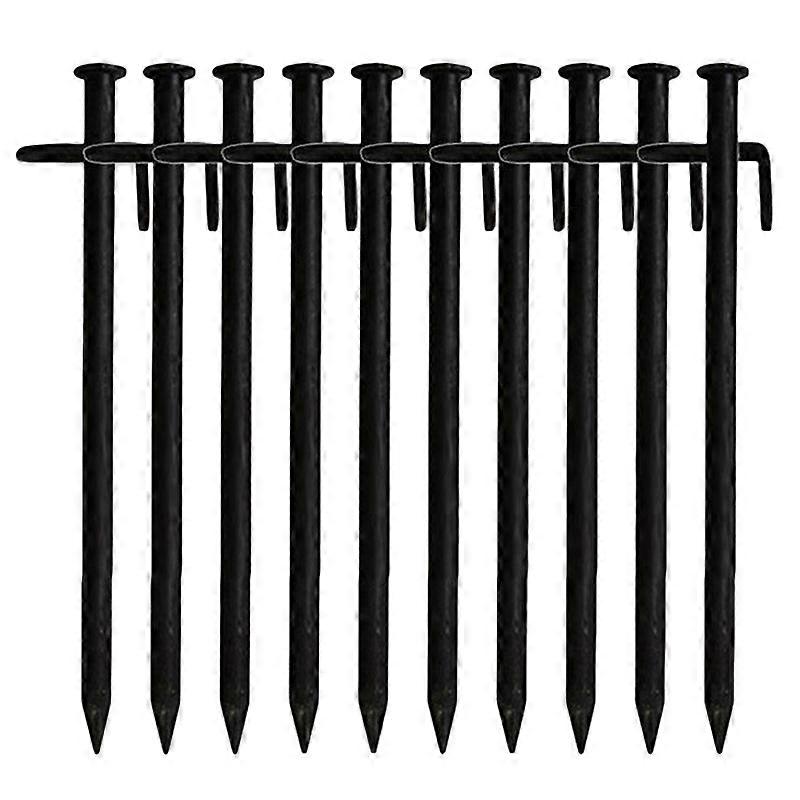 10pcs Heavy Duty Black Steel Metal Nail Tent Camping Stakes Ground Nail Pegs