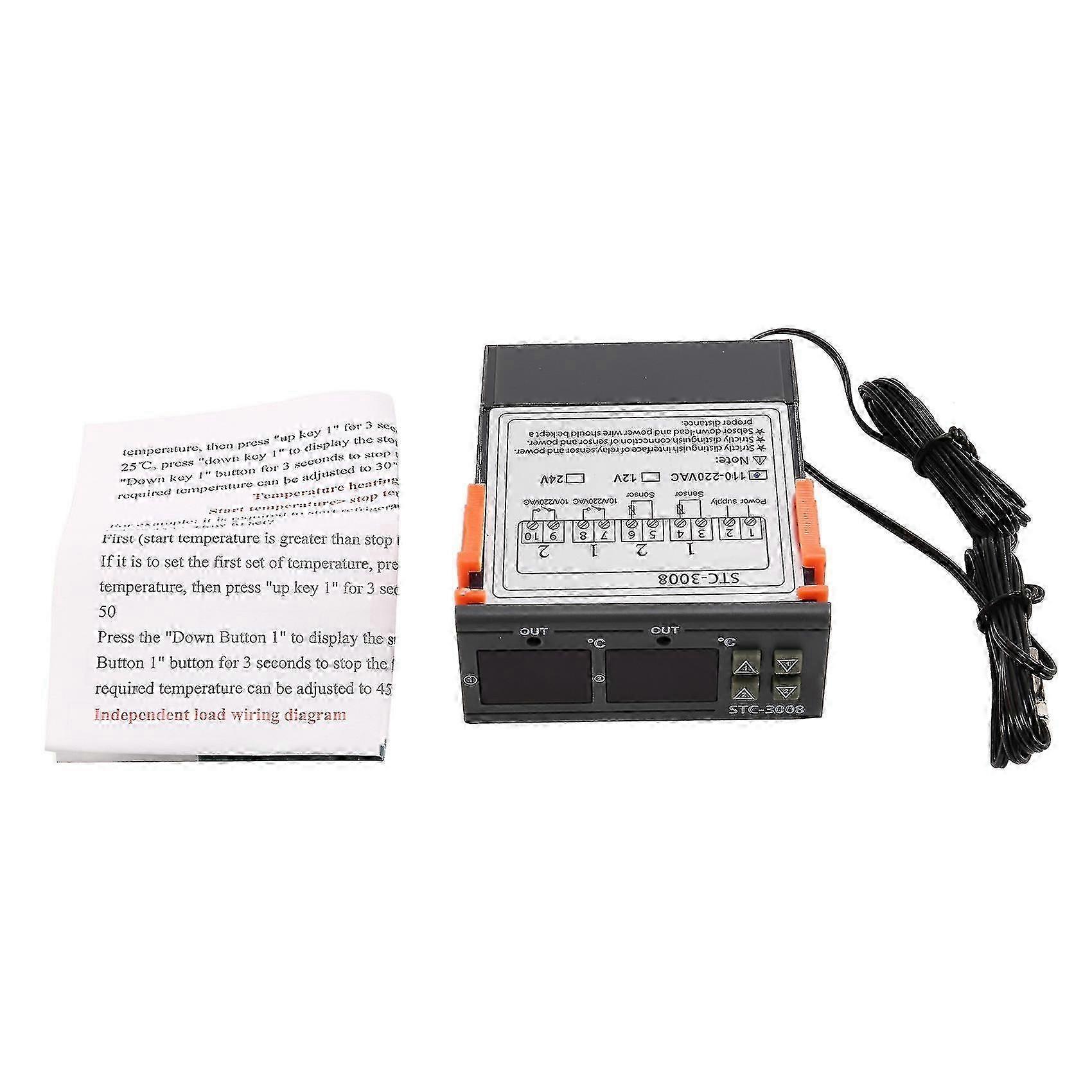 Stc-3008 110-220v Dual Digital Thermostat Temperature Controller For Incubator Thermostat Hygromete f74