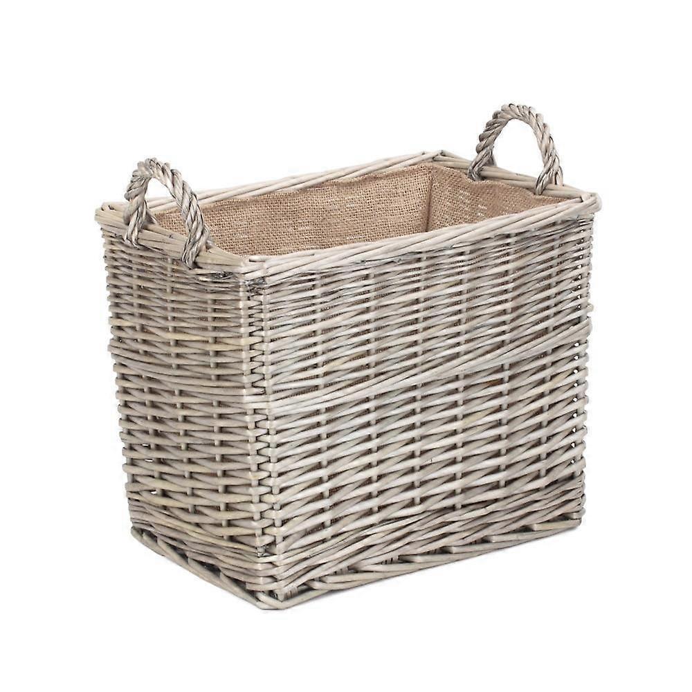 Rectangular Hessian Lined Wicker Log Basket