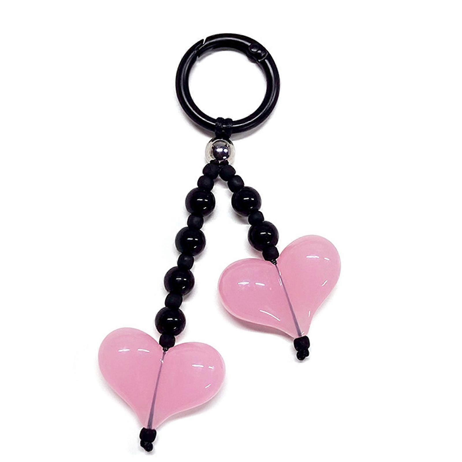 Practical Sturdy Beaded Heart Pendant Keychain Charm Pendant for Gifting to Friend and Family on Celebration Daily Use Multicolor