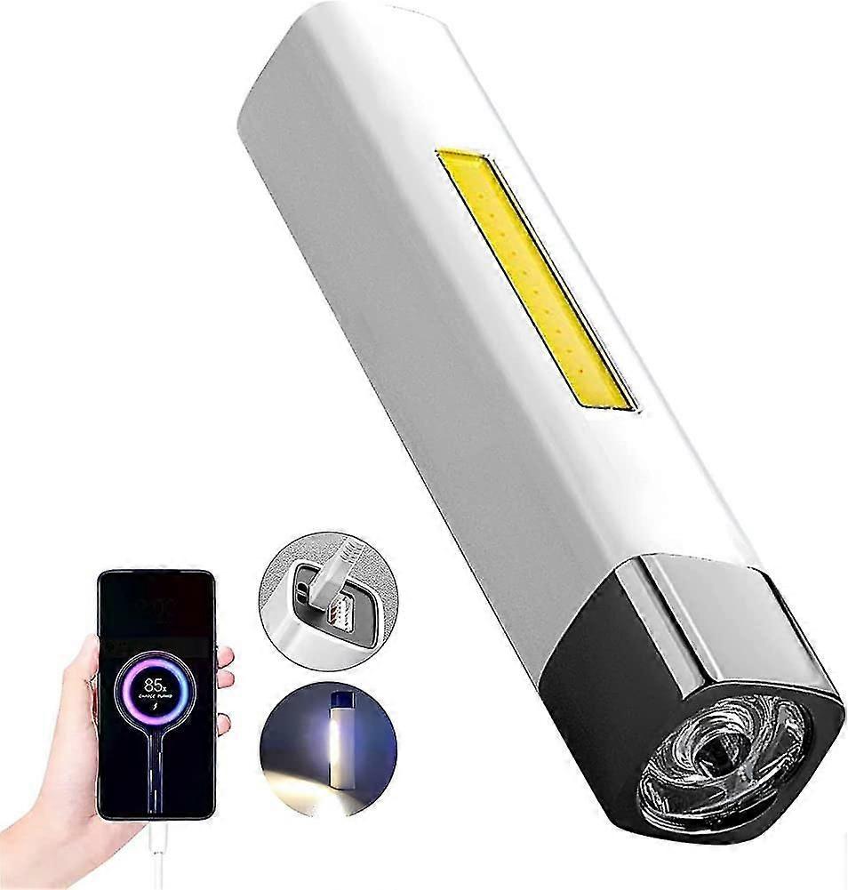 Mini Flashlight COB 18650 with Side Lights, Built-In Battery