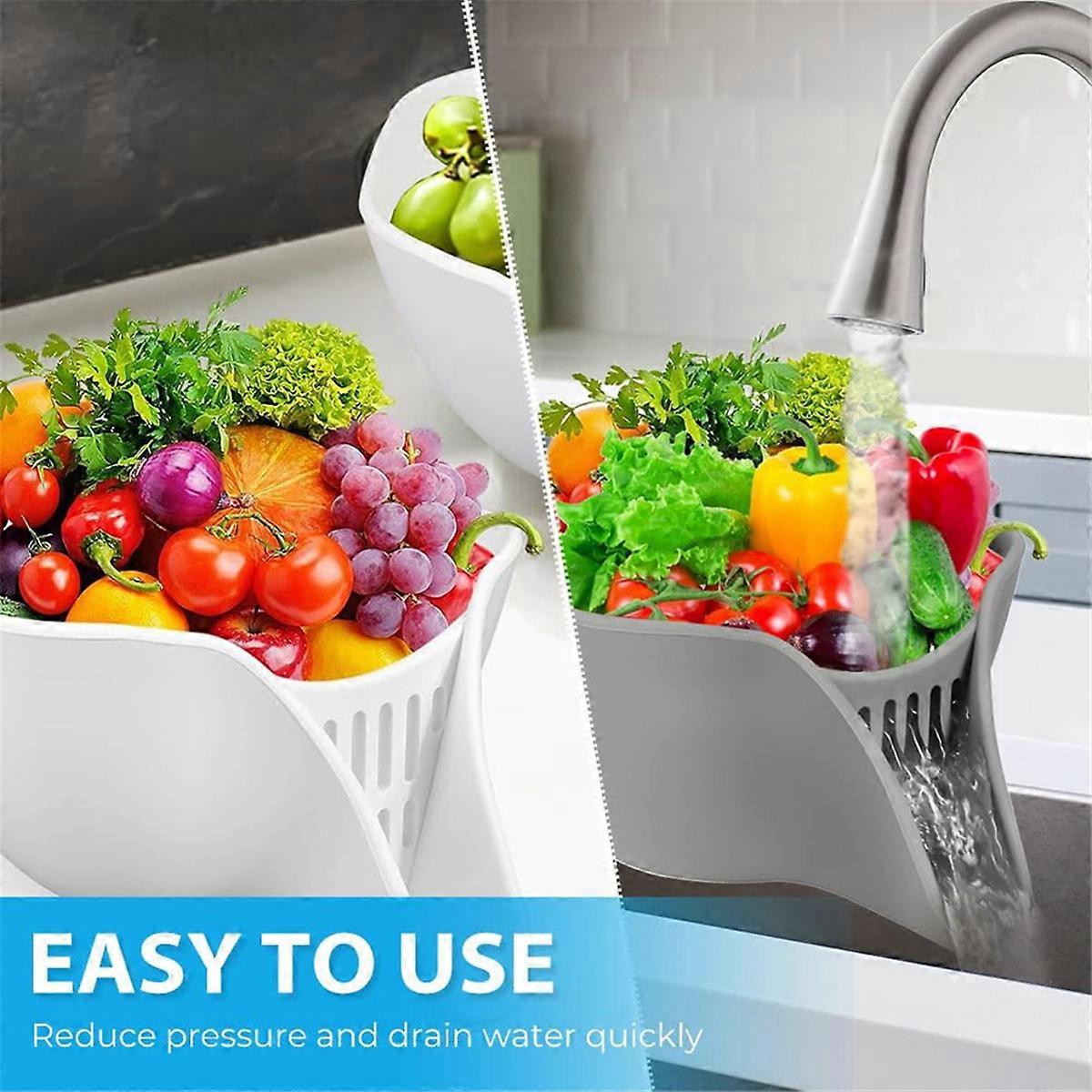 Fruits Vegetables Draining Bowl Kitchen Food Strainer,C