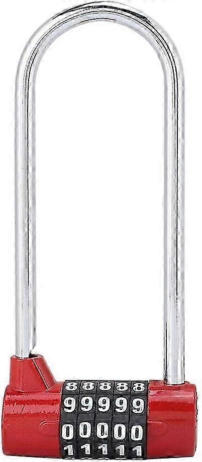 Zinc Alloy U Shape Padlock 5 Digit Combination Password Lock Extra Long Suitable for Suitcase Gym Bi