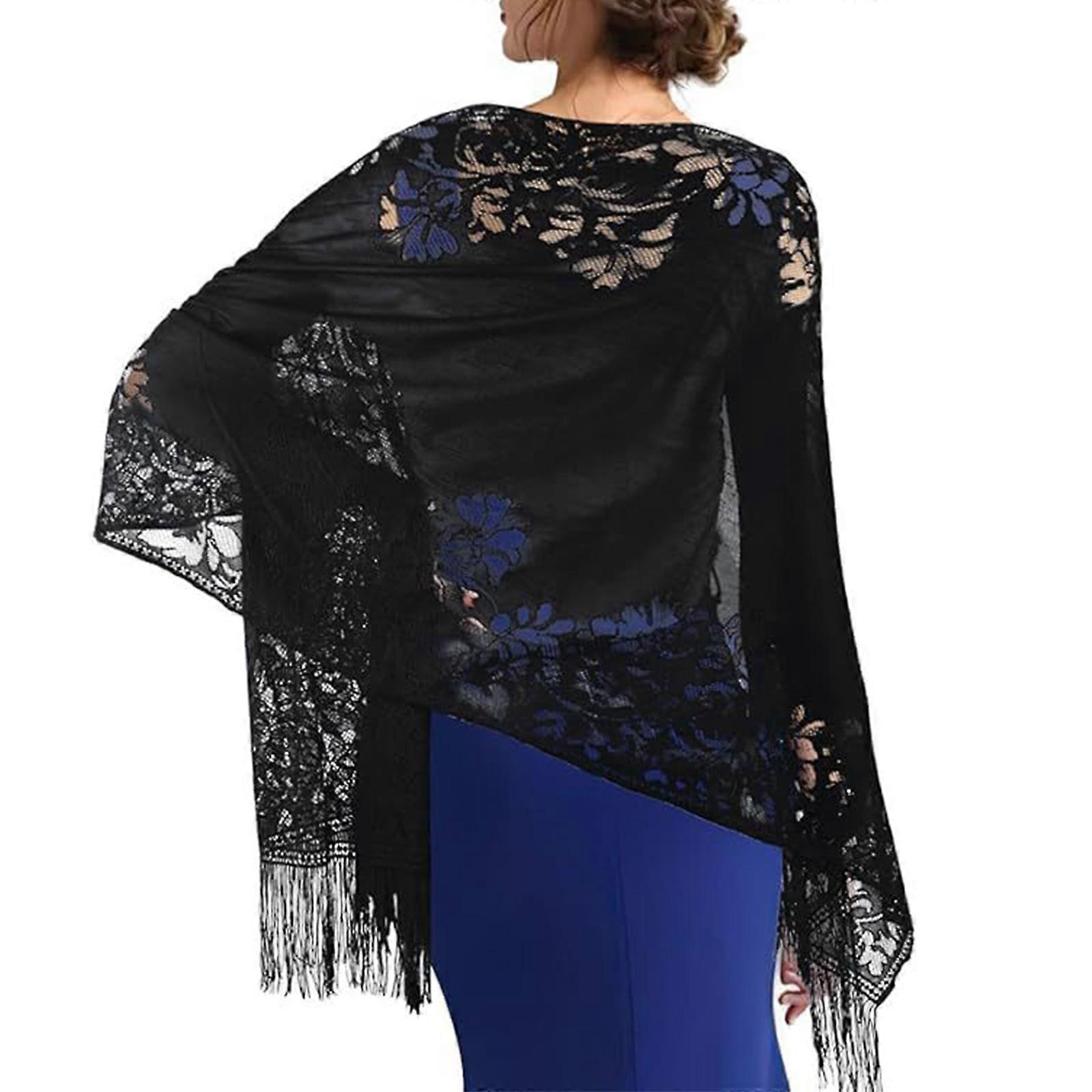 French Styles Lace Shawl With Tassels Hollowout Shoulder Wrap