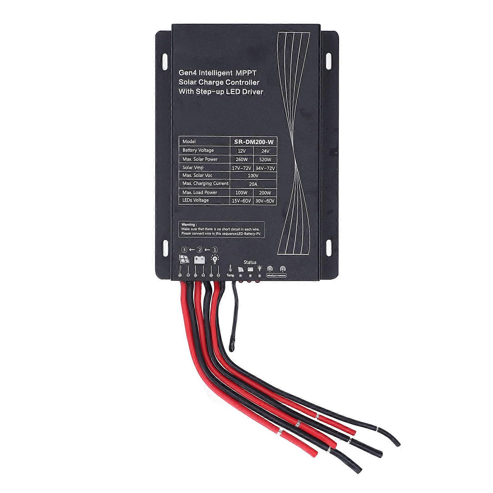 Solar Charge Controller MPPT Automatic Adjustment Remote Control Solar Power Controller 12V 24V