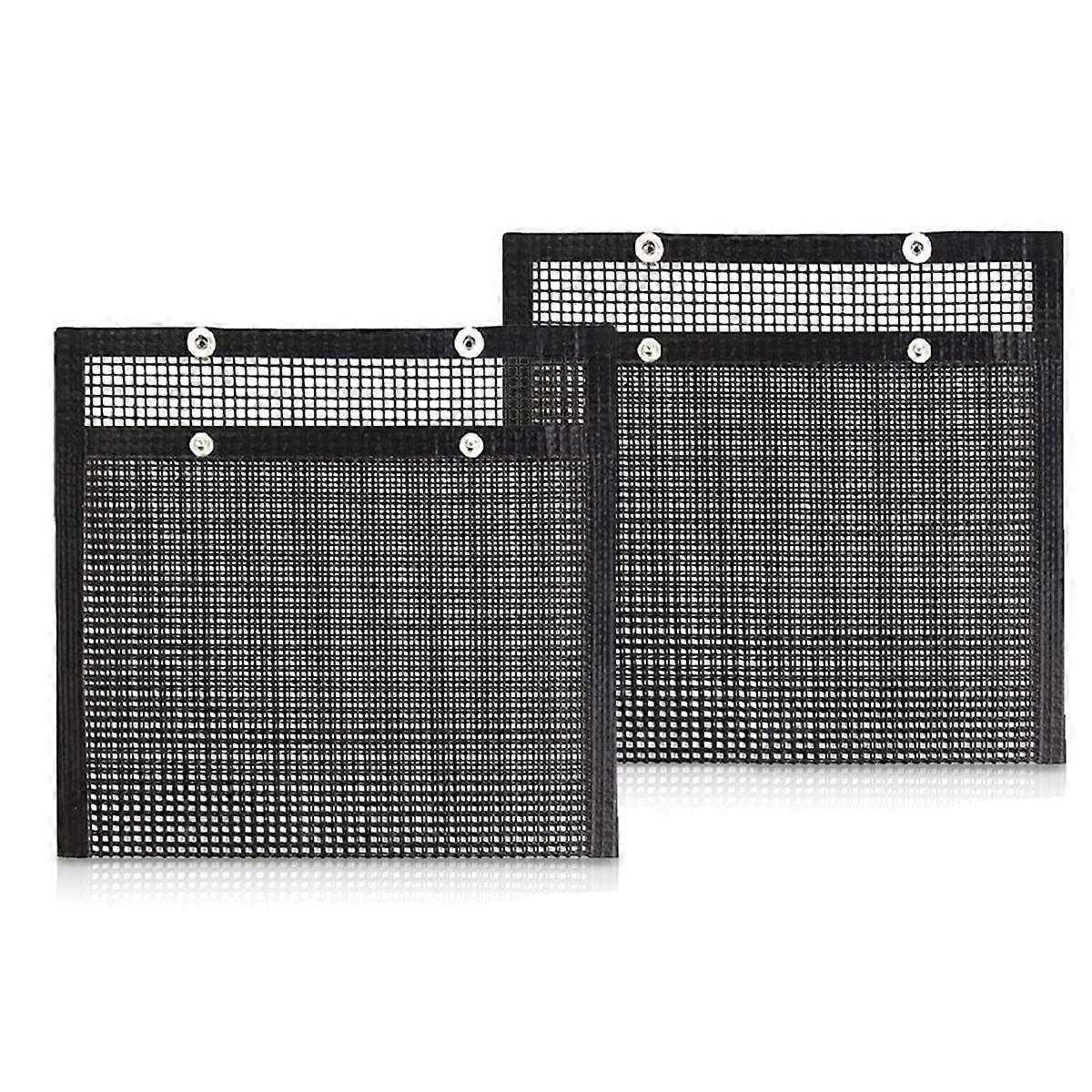2Pcs BBQ Mesh Grill Bags Reusable, Grill Mat for Fish Vegetables Meat