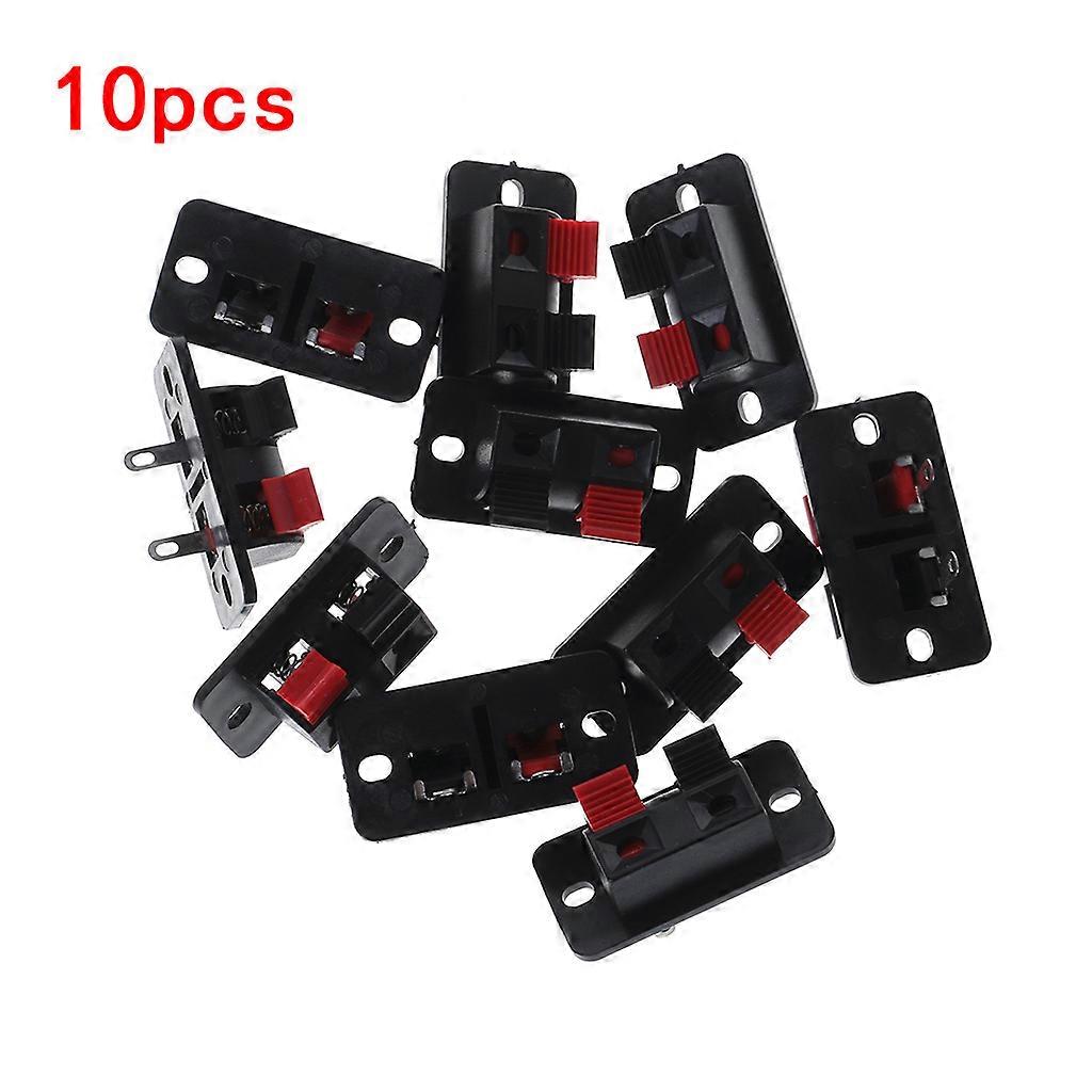10PCS Spring Clip WP2-4 Stereo Speaker Plate Terminal Strip Board 2 Way 2 Position Binding Socket Block Push Type Black