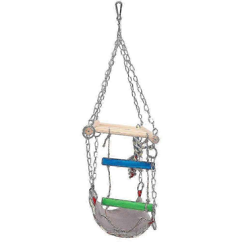 Hanging Pet Parrot Bite Climbing Toy Hamster Swing Ladder Hammock Toy