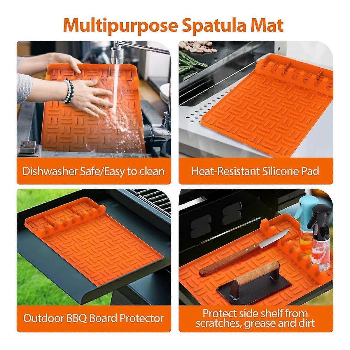 Silicone Griddle Tools Mat ,Spatula Mat with Drip Pad