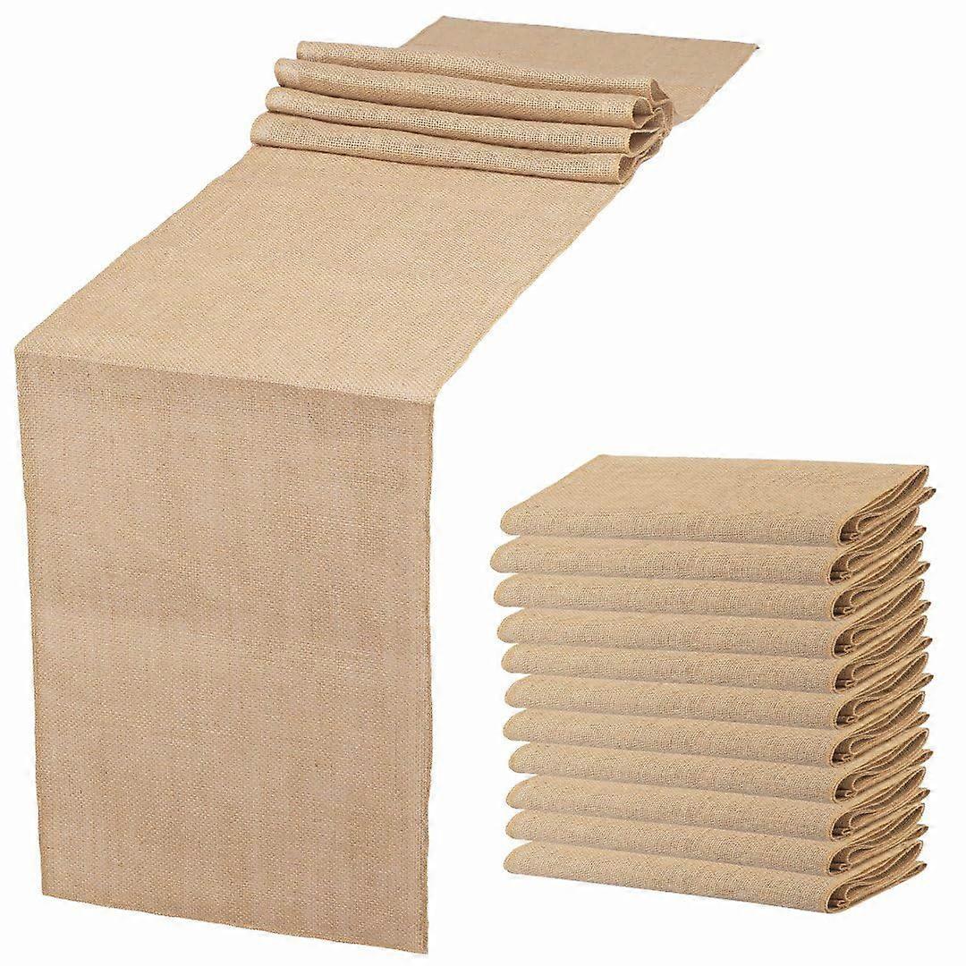 12 Pack Natural Burlap Table Runners for Wedding Decor 12 x 108 Inch