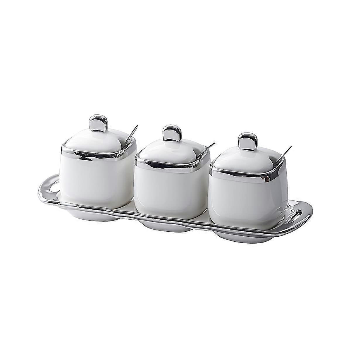 3 pcs Porcelain Sugar Bowls for Kitchen Countertop