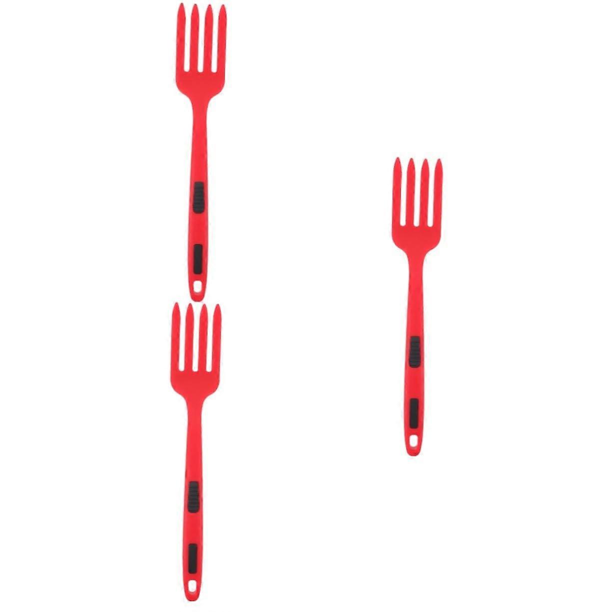3 pcs Kitchen Pasta Server Fork Ergonomic Reusable Smooth Edges Silicone for Salad Mixing Serving