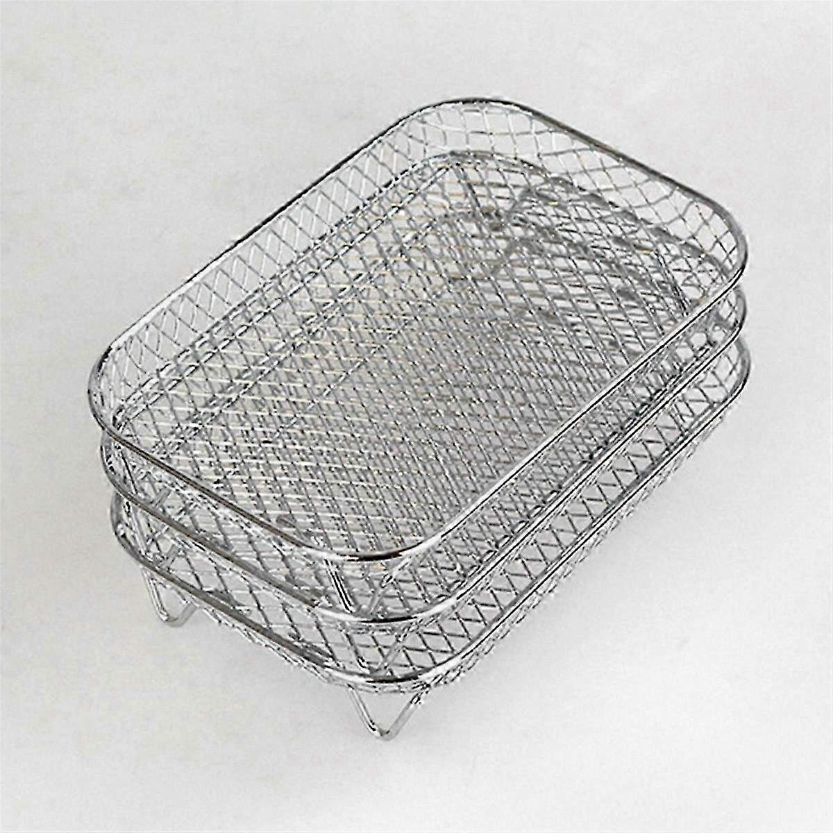 13-Piece Non-Stick Air Fryer Accessories Kit with 3-Layer Stackable Rack for Compact Ovens 19x13cm