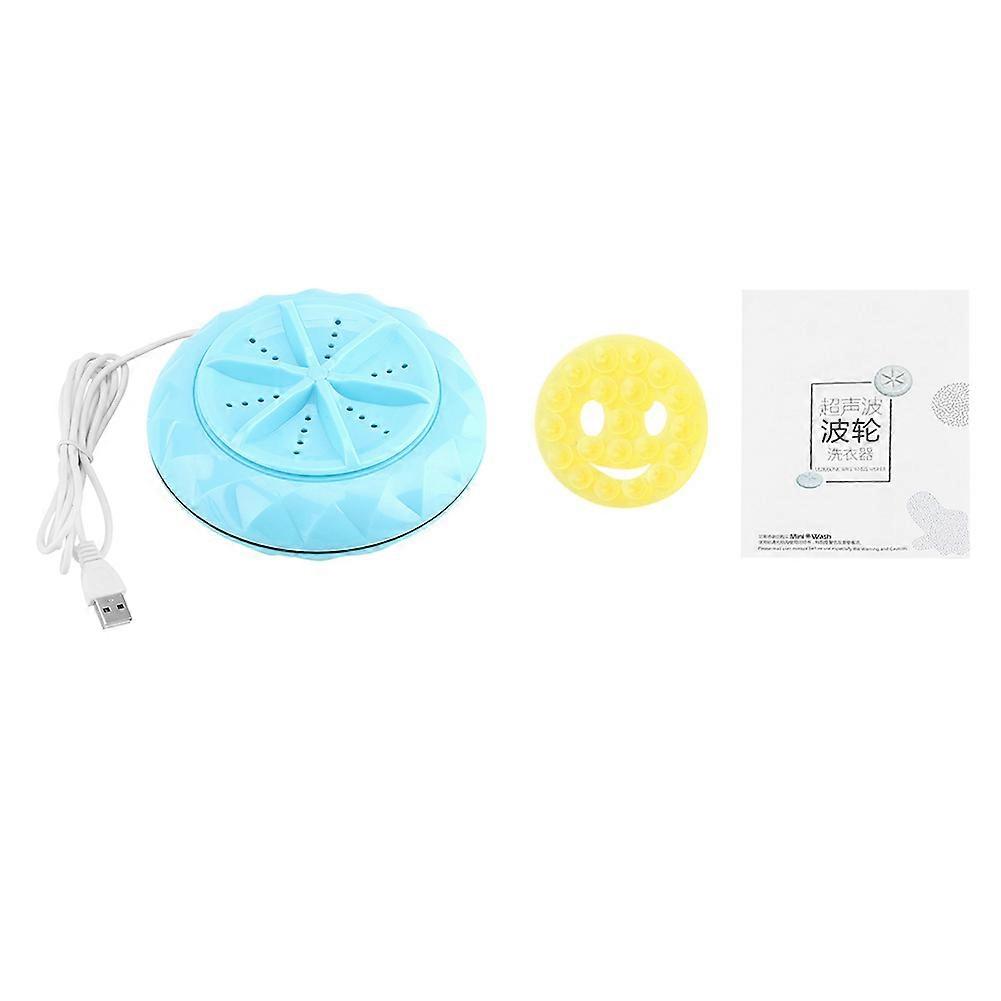 Mini Ultrasonic Portable Turbine Washing Machine Laundry Washer Travel (Blue)