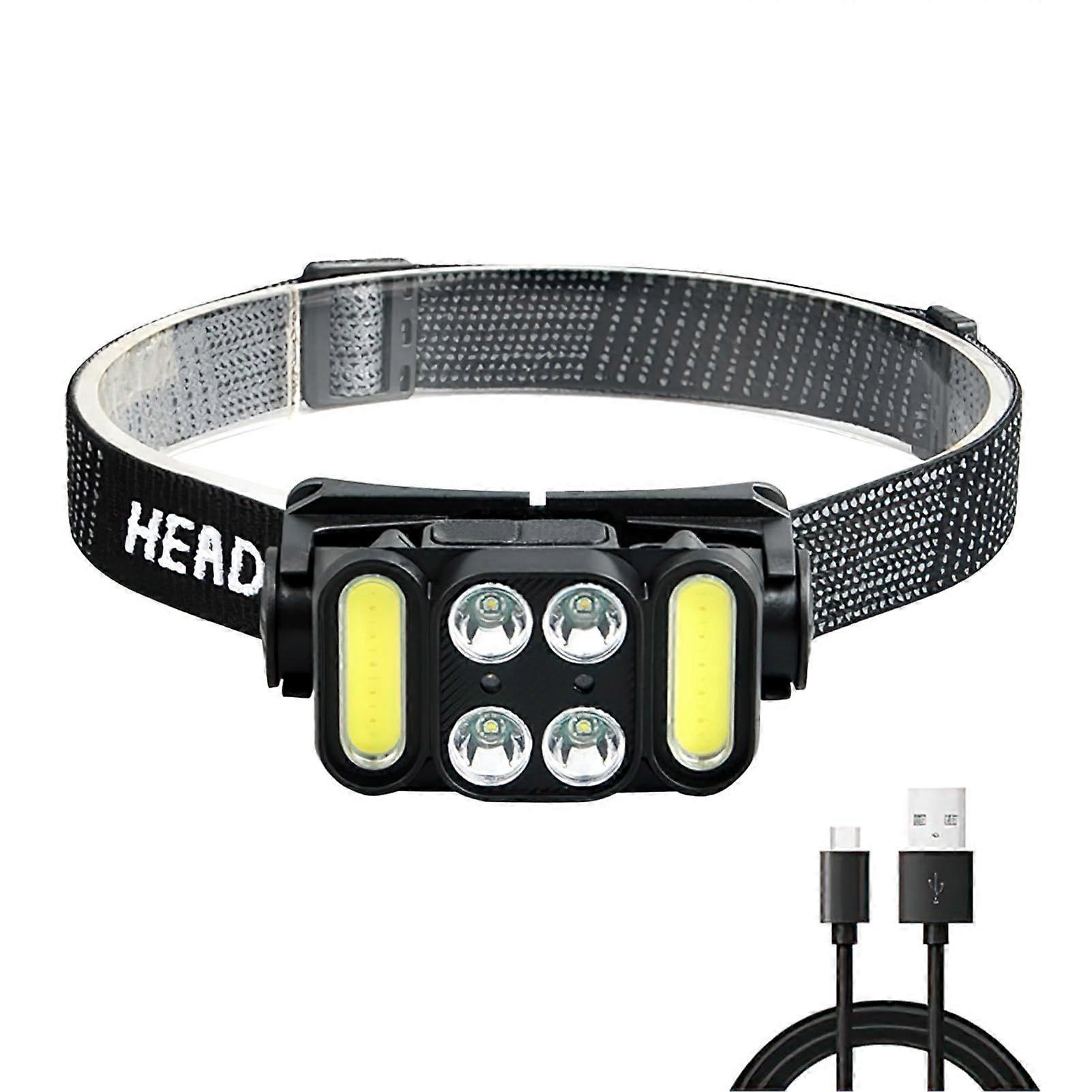 LED Head Torch Rechargeable, Super Bright LED Headlamp Waterproof with White & Red Light, Motion Sensor Lightweight Head Lamp with 3 Modes Flashlight