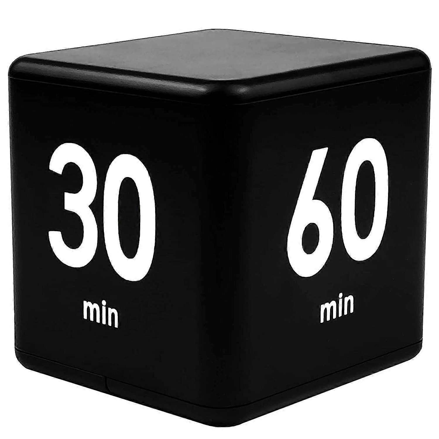 Cube Timer, Gravity Adjustable Countdown Kitchen Timer with 15-20-30-60 Minute Settings for Cooking, Baking, and Work (Black)