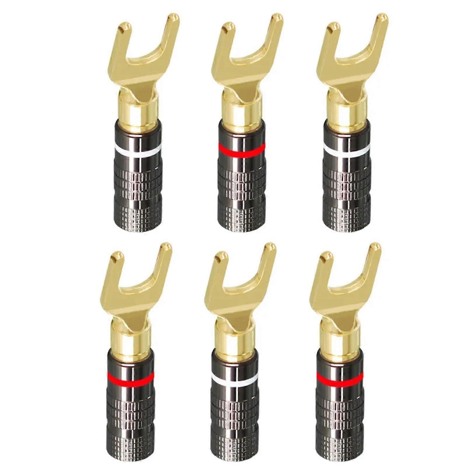 Audio Jack Connector Banana 6Pcs/Lot Adaptor U/Y Type Cable Screw Terminal Banana Screw Lock Speaker Connectors