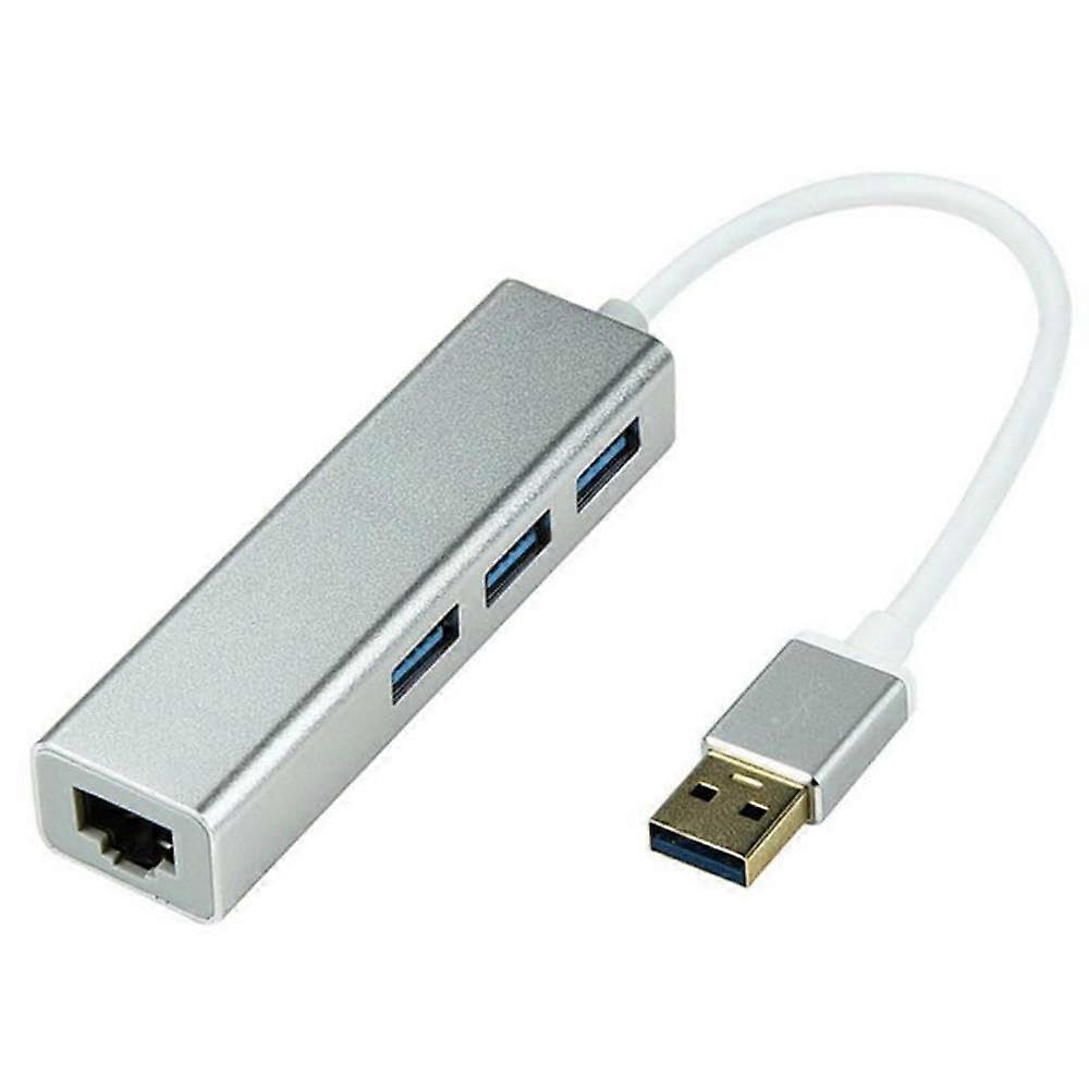 USB 3.0 Gigabit Ethernet Adapter, 3-Port Aluminum Hub for High-Speed Data Transfer and Network Connectivity