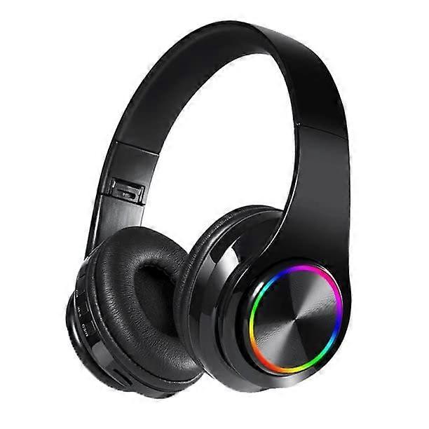 Wireless bright Bluetooth headset headset 5.0 Plugable Bluetooth Headphone Foldable Production (Black, One Size)