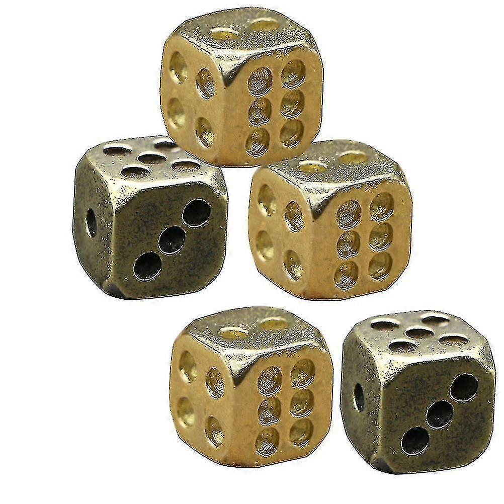 5pcs Exquisite Copper Small Dice Unique Small Metal Dice Copper Craft Dice